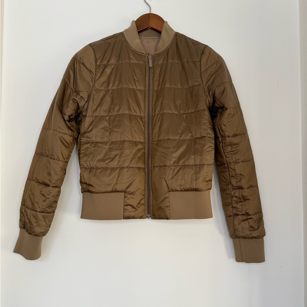 Lululemon Reversible Insulated Non-Stop Cotton Bomber Jacket Artifact brown sz 4 - Picture 4 of 16